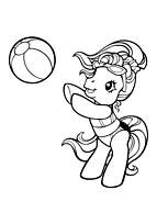 coloriage petit poney et sa balle de plage